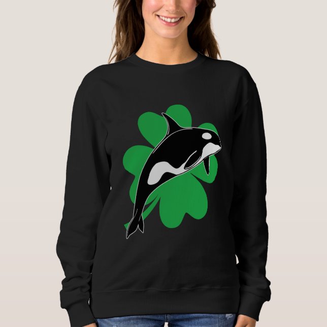 Sweatshirt St Saint Patrick's Day Whale Orcas Men Women Kids (Devant)