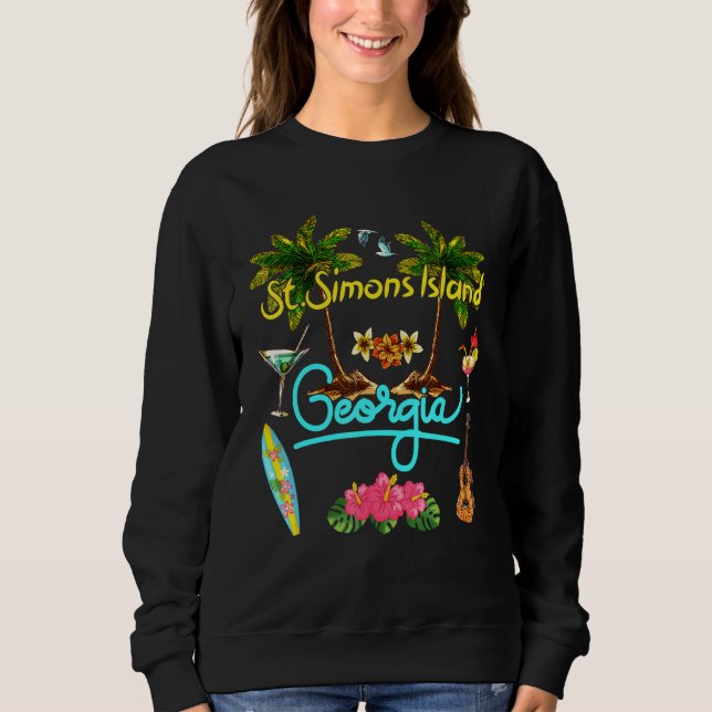 Sweatshirt St Simons Island Georgia Beach Summer Sun Set Palm (Devant)