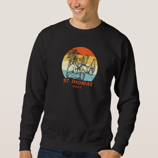 Sweatshirt St Thomas Usvi Vintage Pirate & Parrot Vacances (Devant)