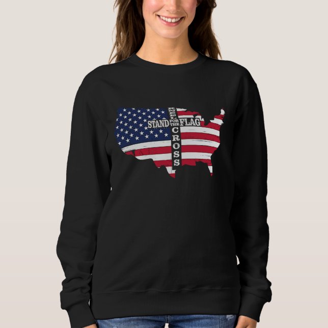 Sweatshirt Stand For The Flag Kneel For The Cross Patriot Chr (Devant)