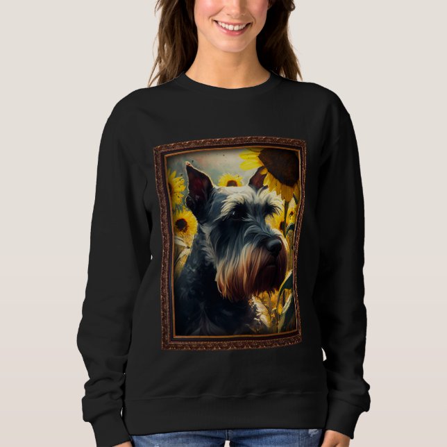 Sweatshirt Standard Schnauzer Painting Sunflower Flower Mom W (Devant)