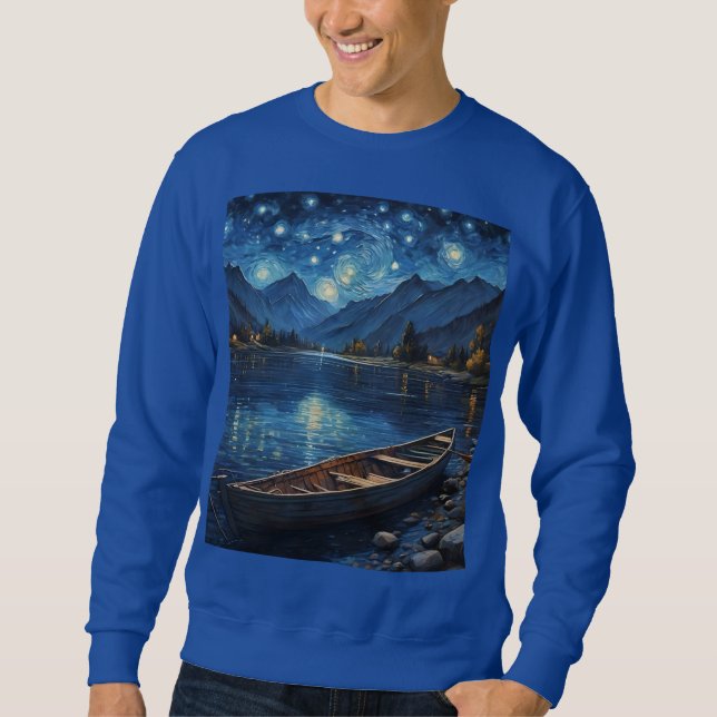 Sweatshirt "Starlit Drift : Pêcher sous le Cosmos (Devant)