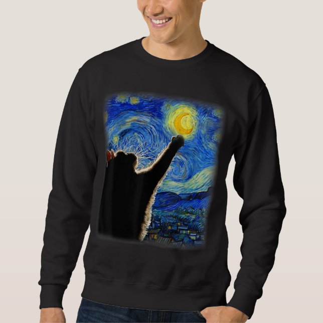 Sweatshirt Starry Night Cat, Van Gogh Amoureux des chats Cat  (Devant)