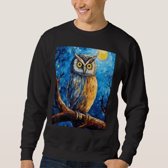 Sweatshirt Starry Night Owl van Gogh Peinture (Devant)