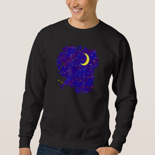Sweatshirt Starry Sky A Cat And Moon - Sweet Dreams Good (Devant)