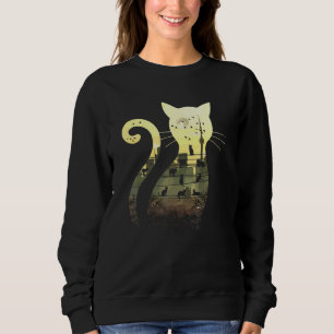 Sweatshirt Starry Sunset Night Urban City Skyline Black Cats