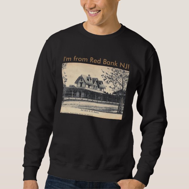 Sweatshirt Station de train, banque rouge, cru de New Jersey (Devant)