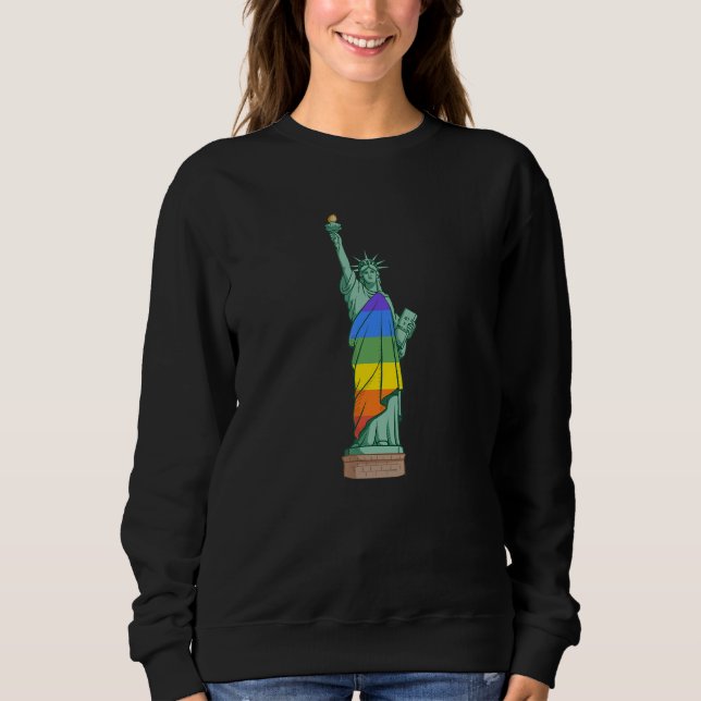 Sweatshirt Statue De La Liberté New York Ny Portant Un Arc En (Devant)