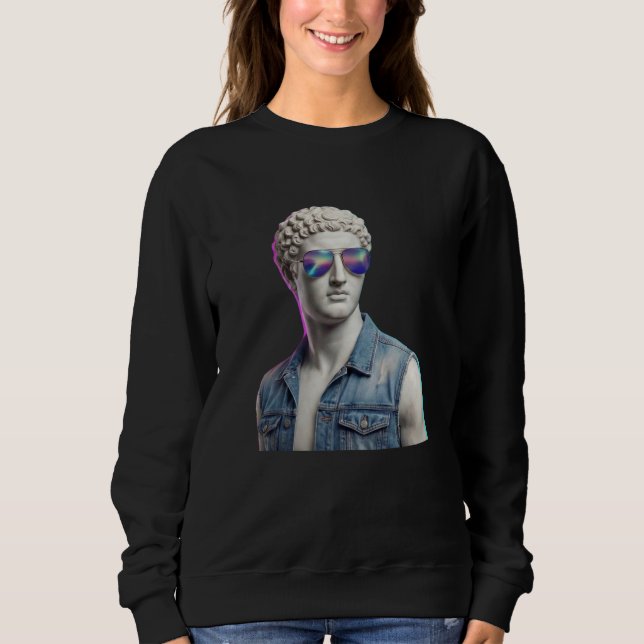 Sweatshirt Statue grecque cool avec des lunettes de soleil et (Devant)