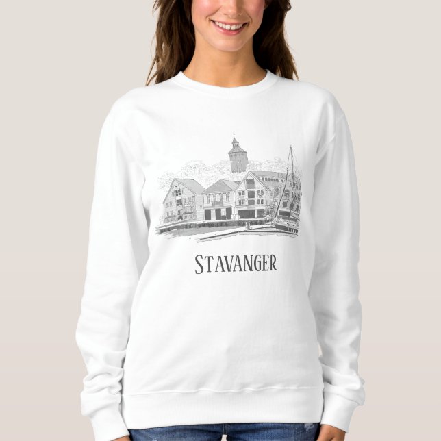 Sweatshirt Stavanger Norvège Beau Streetscape Dessin Swe (Devant)