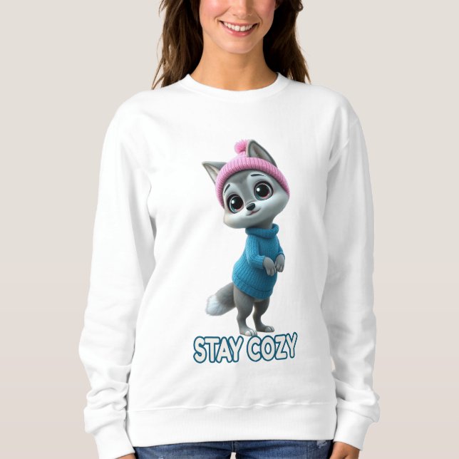 Sweatshirt Stay Cozy Cute Winter Fox adorable Cold Weather An (Devant)