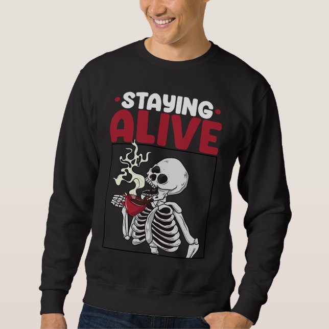 Sweatshirt Staying Alive Scary Skeleton Women  Pirates Party (Devant)