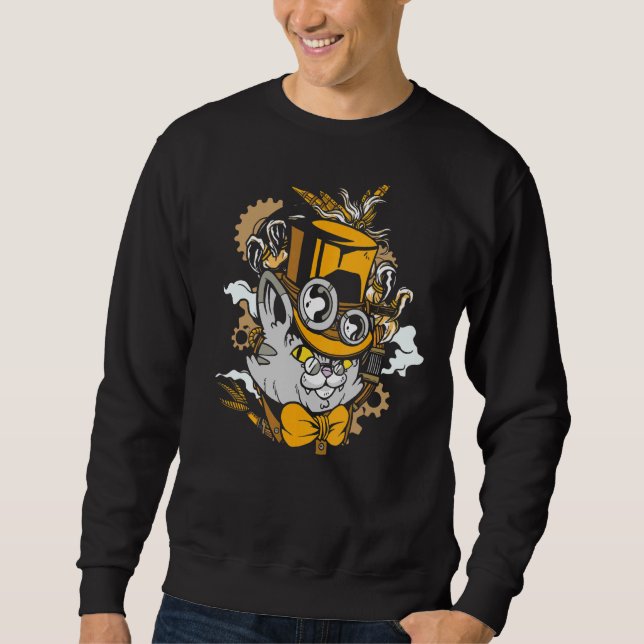 Sweatshirt Steampunk Chat Kitten Médiéval (Devant)