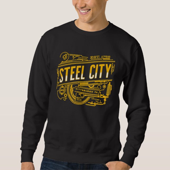 Sweatshirt Steel City Pittsburgh Pennsylvania 412 Accueil Vin (Devant)