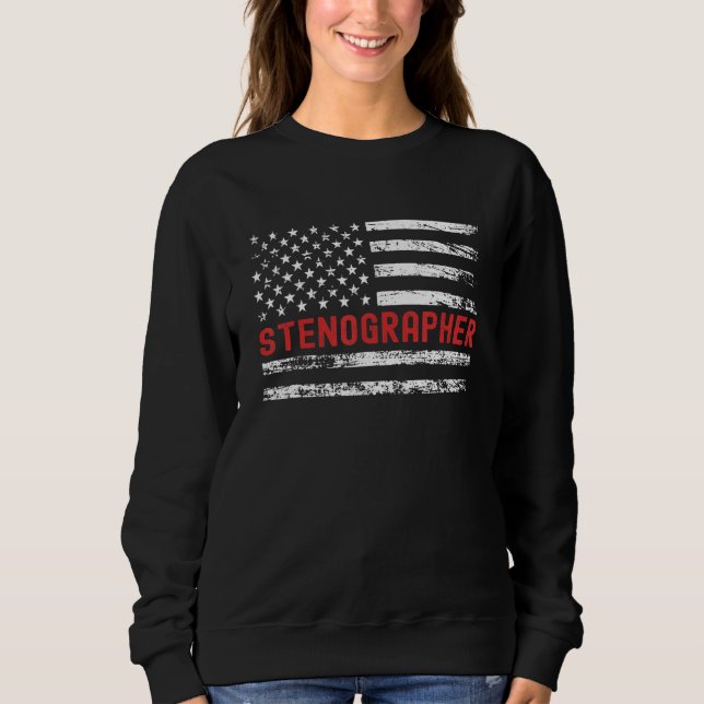 Sweatshirt Sténographe Drapeau USA Profession Rétro Titre de  (Devant)