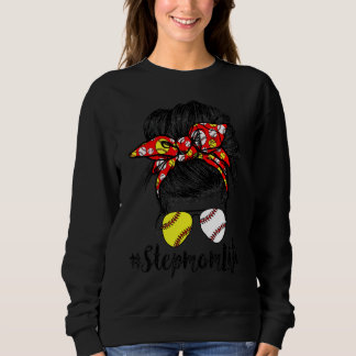 Sweatshirt Stepmaman Vie Messy Bun Cheveux Fête des mères