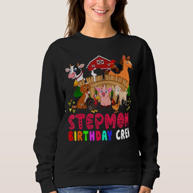 Sweatshirt Stepmamie Anniversaire Crew Farm Animaux Anniversa (Devant)