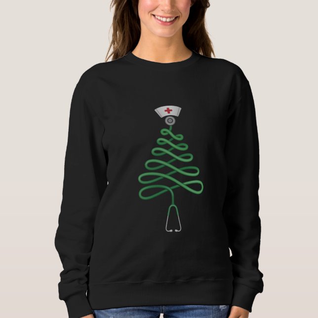 Sweatshirt Stethoscope Arbre de Noël Infirmière Scrub Xmas (Devant)