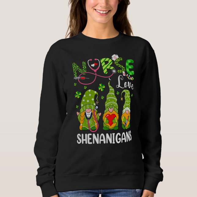 Sweatshirt Stethoscope Gnomes irlandais Shenanigans Infirmièr (Devant)