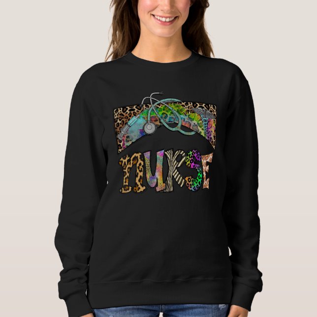 Sweatshirt Stéthoscope léopard Vie d'infirmière Soins infirmi (Devant)