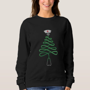 Sweatshirt Stethoscope Sapin de Noël Infirmière Tenue de bloc