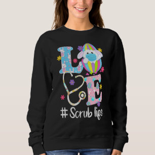 Sweatshirt Stethoscope Scrub Life Nurse Bunny Jour de Pâques