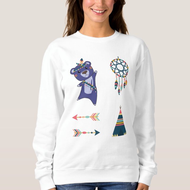 Sweatshirt Sticker indien Ours Set Bear Teepee Dream Catcher (Devant)