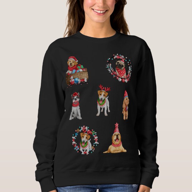 Sweatshirt Sticker Pack Chiens de Noël Carlin d'or Pitbull po (Devant)
