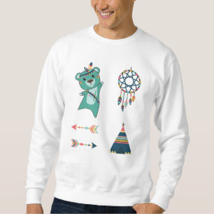 Sweatshirt Stickers Ours Turquoise Indien Tipi