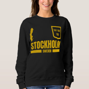 Sweatshirt Stockholm avec Drapeau Suède, Emblème de Stockholm