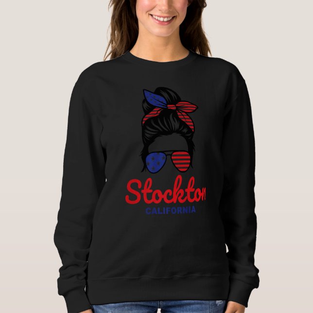 Sweatshirt Stockton California Retro Messy Bun   (Devant)