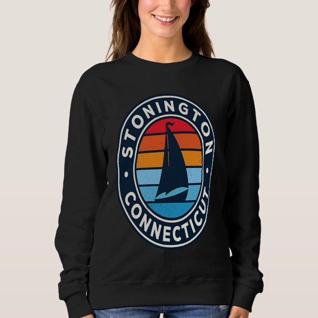 Sweatshirt Stonington Connecticut CT Vintage Sailboat Retro 7 (Devant)