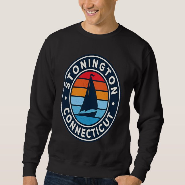 Sweatshirt Stonington Connecticut CT Vintage Sailboat Retro 7 (Devant)