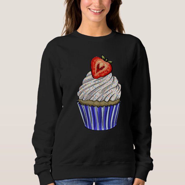 Sweatshirt Strawberry Cup Cakes Plain  Women Baking Muffins L (Devant)