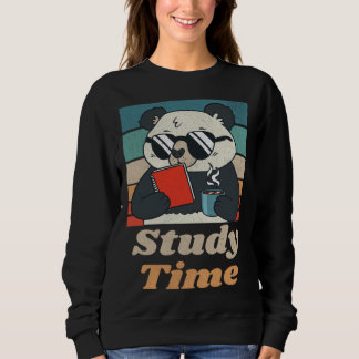 Sweatshirt Study Time Panda Bear Cute  Retro Animal Student