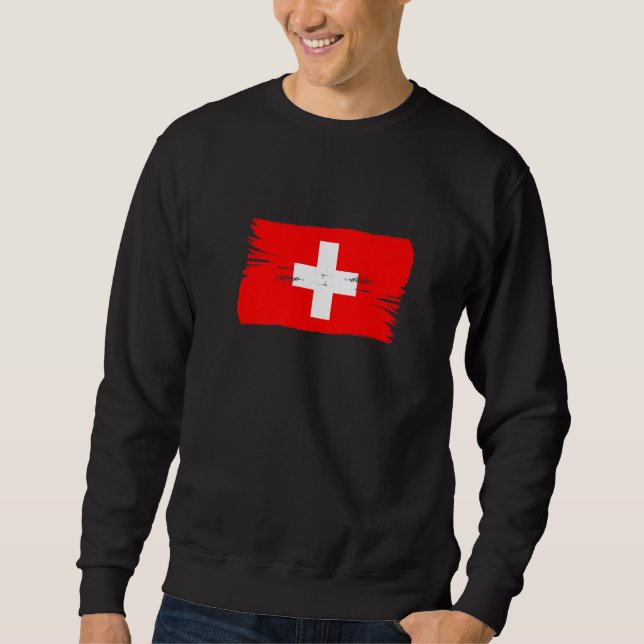 Sweatshirt Style de pinceau vintage Drapeau Suisse (Devant)
