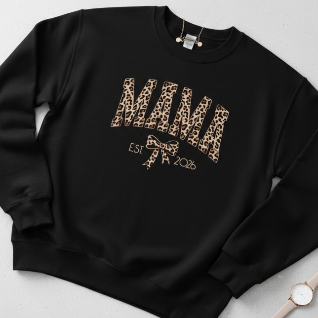Sweatshirt Style Féminin Gras Varsity Mama Léopard (Créateur téléchargé)