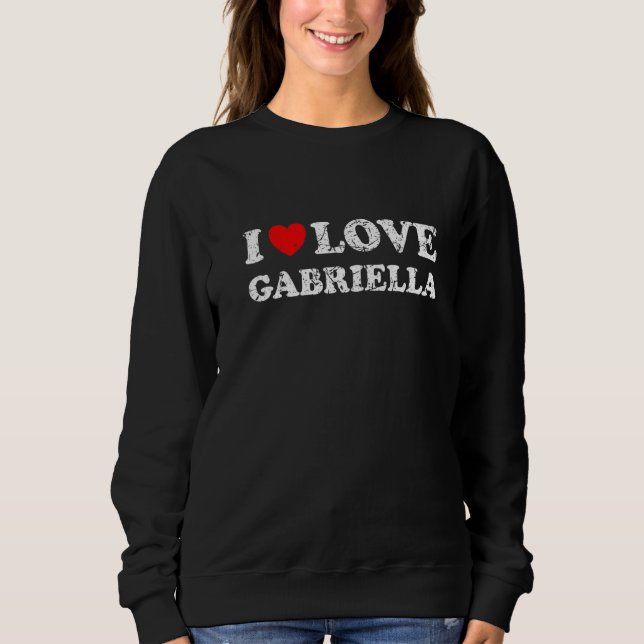 Sweatshirt Style Grunge Détresse Usé J'Aime Gabriella  (Devant)