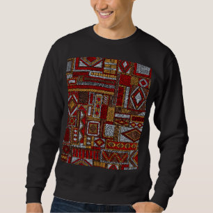 Sweatshirt Style Patchwork Impression ethnique brodée