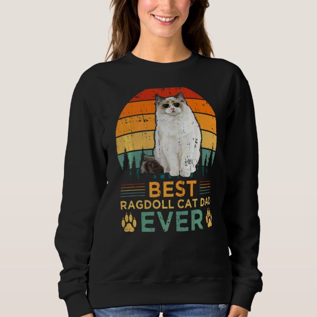 Sweatshirt Style Rétro Meilleur Ragdoll Chat Papa Jamais Père (Devant)