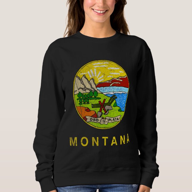 Sweatshirt Style Vintage du drapeau du Montana (Devant)