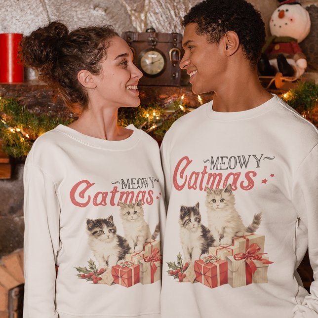 Sweatshirt Style vintage Meowa Catmas Chat Noël (Créateur téléchargé)
