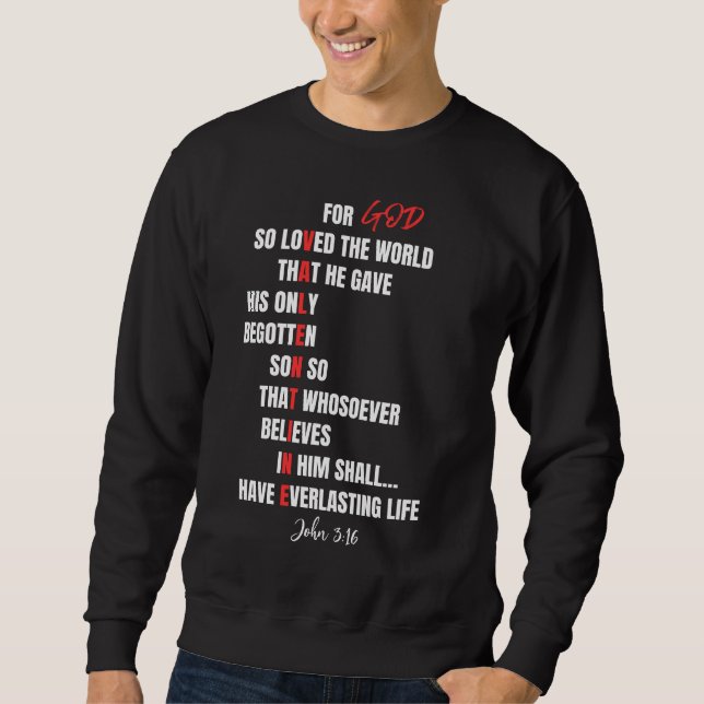 Sweatshirt Stylish Christian Valentine John 3:16 Bible Verse (Devant)
