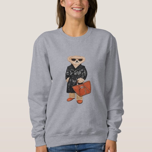 Sweatshirt Stylish Teddy in Trench Coat Chic Bear Fashion  (Devant)