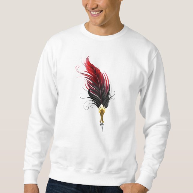 Sweatshirt Stylo rouge en plumes avec nib or (Devant)