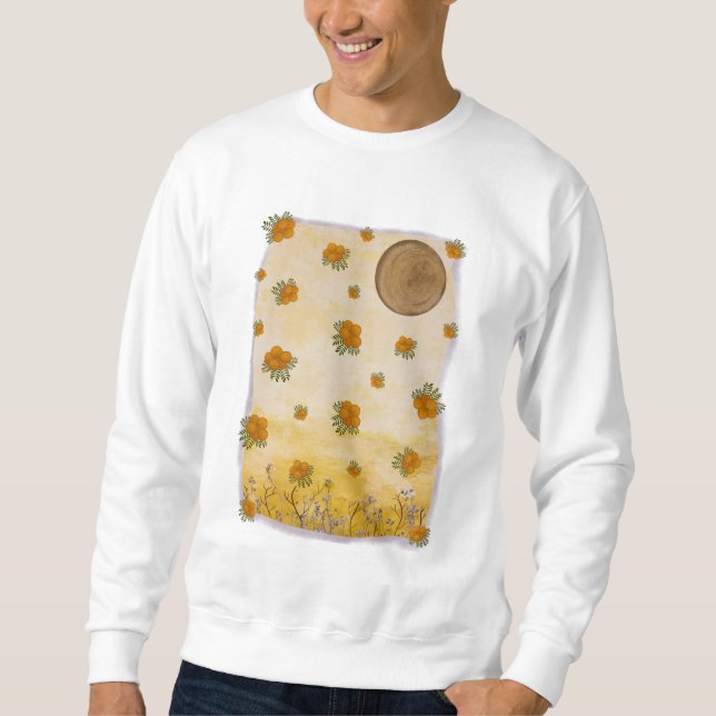 Sweatshirt Suave Dourado Poético Flores Céu Composição (Devant)