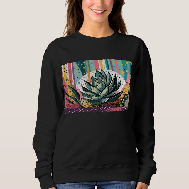 Sweatshirt Succulent plante avec points colorés (Devant)