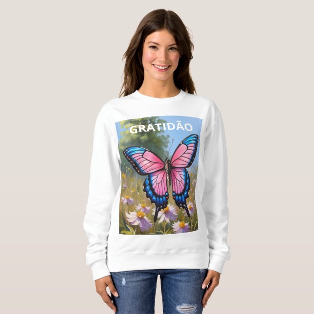 Sweatshirt Suéter Básico Feminino borboleta (Devant entier)