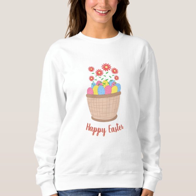 Sweatshirt suéter feminino de páscoa (Happy Easter) (Devant)