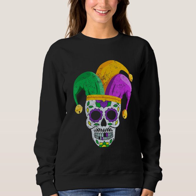 Sweatshirt Sugar Skull Mardi Gras Party Apparel  Men Women Ki (Devant)